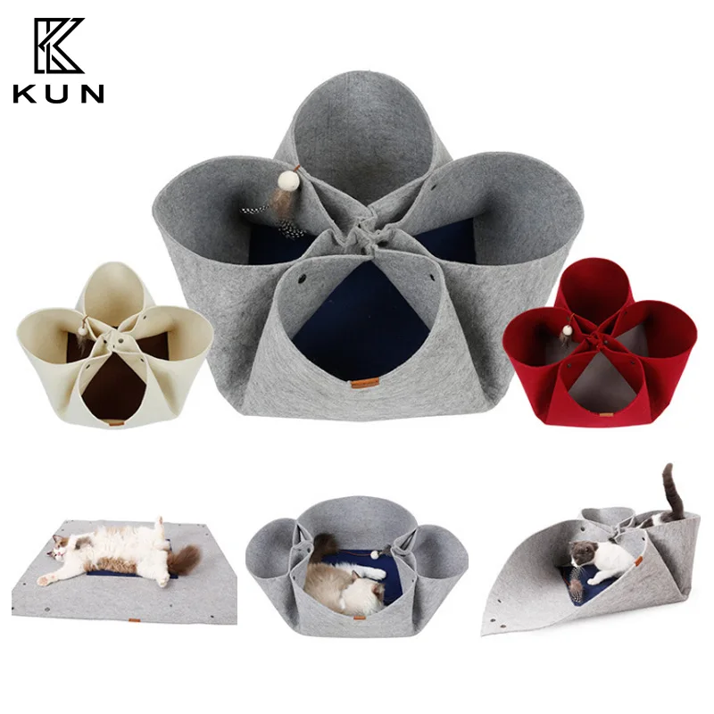 

DIY cat nest four season cat bed Cat tunnel cat toy pet pad multi function creative rose cat play sleeping room Pet Supplies
