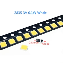 100-1000 шт. SMD СВЕТОДИОДНЫЙ 2835 белый Чип 0,1 Вт 3 В 150 мА ультра яркий 0,1 Вт поверхностного монтажа PCB светодиодный светильник излучающий диод