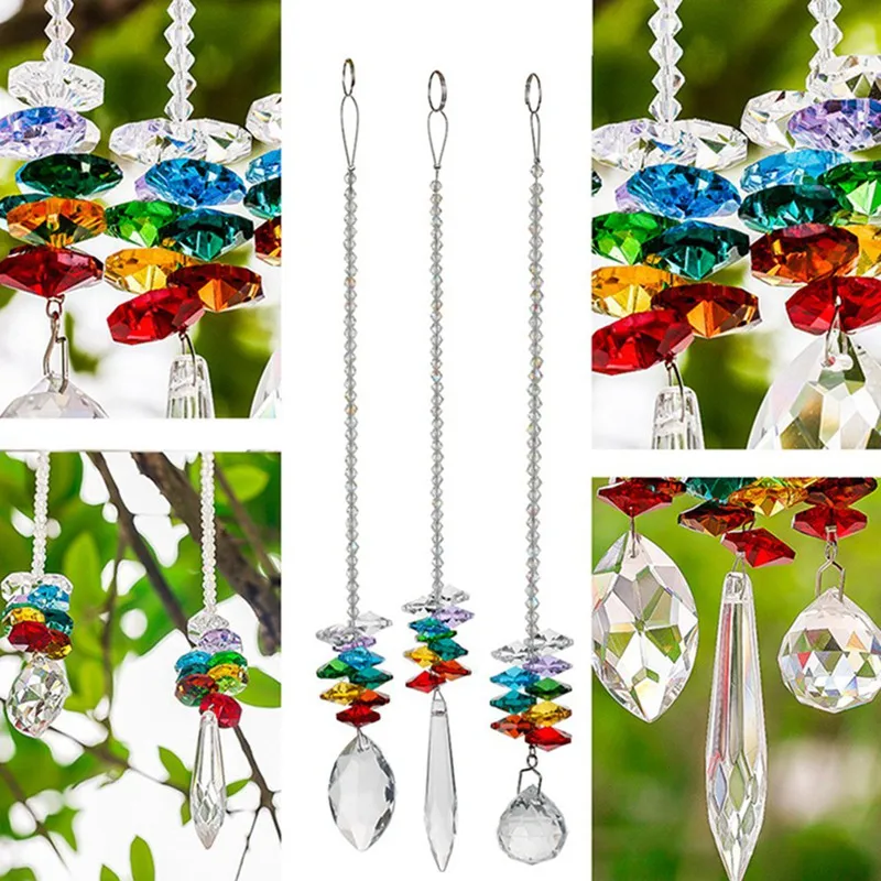1Pcs Crystal Ball Prisms Rainbow Chakra Octagon Beads Pendant Window Hanging Ornament Home Wedding Decoration