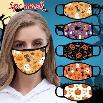

5PCS Breathing Face Mask For Adult maseczki na twarz masque Halloween Print Unisex Washable Reusable Mouth Masks face tapabocas