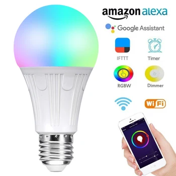 

11W B22 E27 WiFi smart bulb LED light application operation Alexa Google assistant control wake up smart light night light