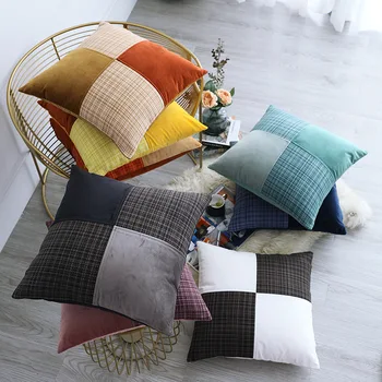 

Nordic Dutch Velvet Stitching Contrast Color Pillows Decor Home Cojines Decorativos Para Sofa
