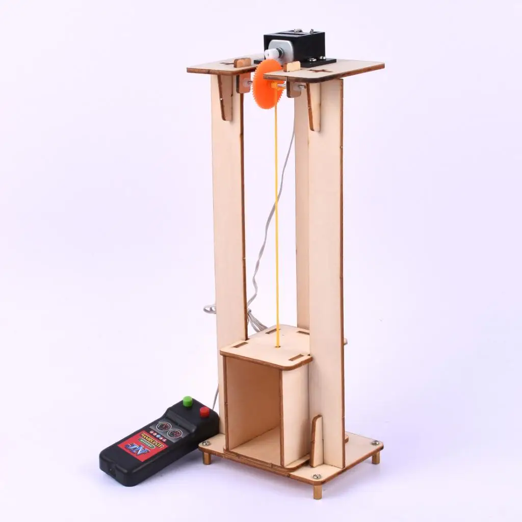 Children Self-Assemble Handmade Electric Lift Machine Scientific Experimental Model Toys for Kids Operation Ability Gift