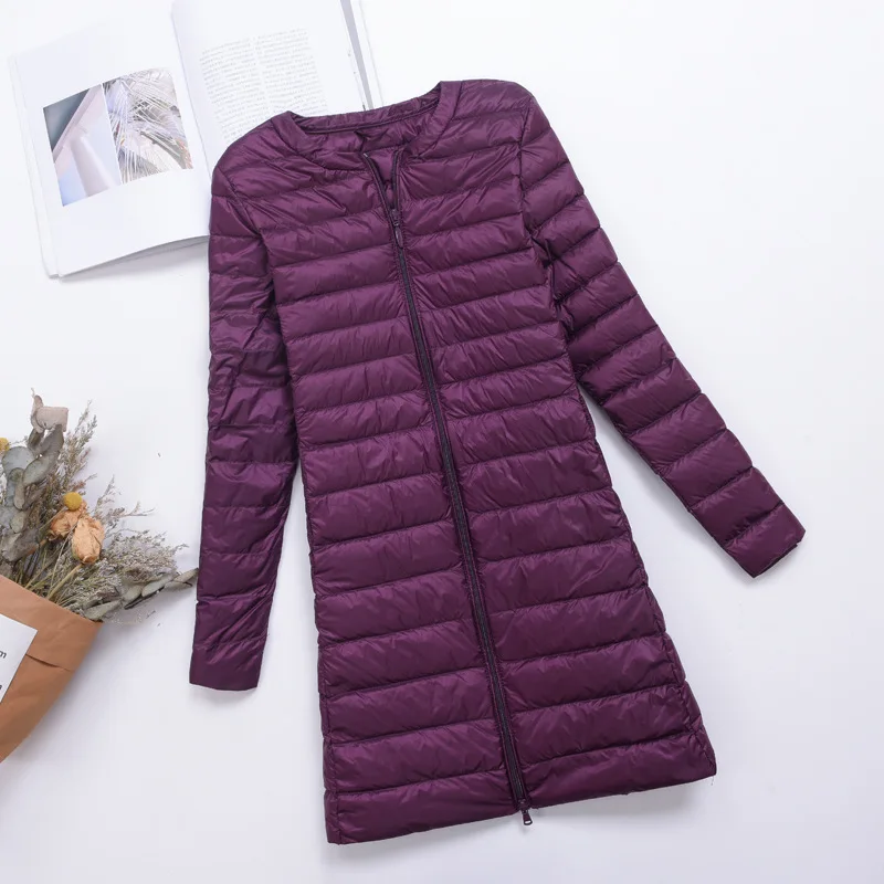 Purple Schinteon, ультра легкий пуховик, Повседневный, женский, белый, утиный пух, осенняя верхняя одежда, женская, тонкая, внутренняя, нижняя одежда - Цвет: Purple