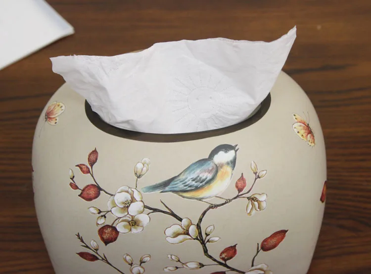 Винтажная коробка из керамической ткани ручной работы Kleenex коробка держатель птица цветок украшение ретро стол Ванная комната Декор новоселье подарок