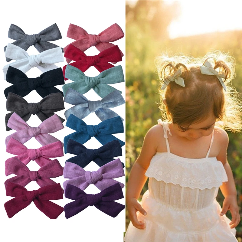 2 PCS 3 inch Baby Girl Hair Clips Pigtails Bow Hair Barrettes for