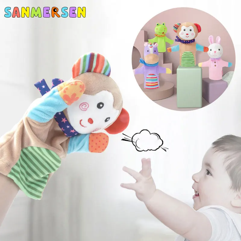 

Cute Animal Plush Hand Puppet Dolls Gloves Toys Plush Rabbit Frog Figure Vividly Learning Baby Toys Puppet For Children Gifts