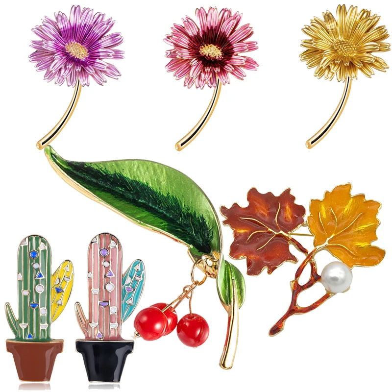 Цвет Окрашенные кленовые листья дизайн металлическая брошь Имитация жемчуга