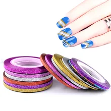 Маникюр тусклый лак Золотая и серебряная нить пески Золотая и серебряная нить с резиновой Золотой песочной линией наклейки цветная линия рисования