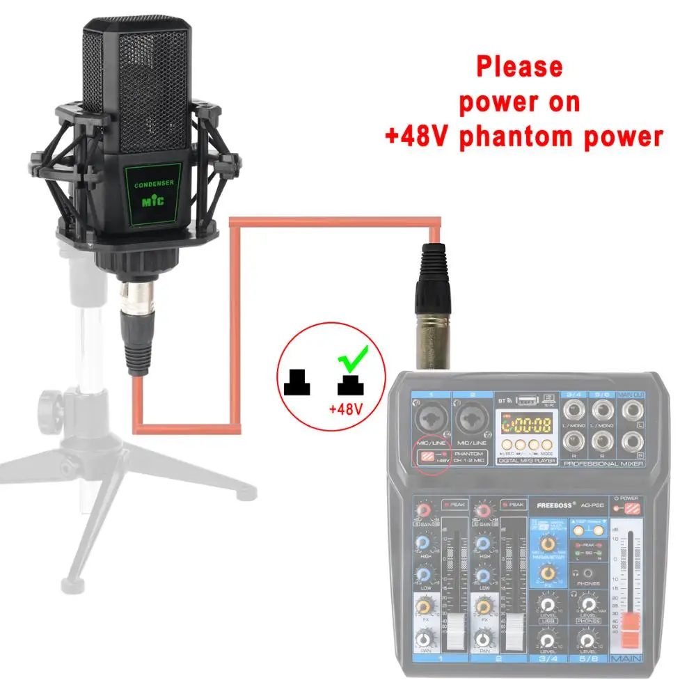 FREEBOSS CM 12 48 В фантомное питание трансляция Поющая студия запись хор чат вокал