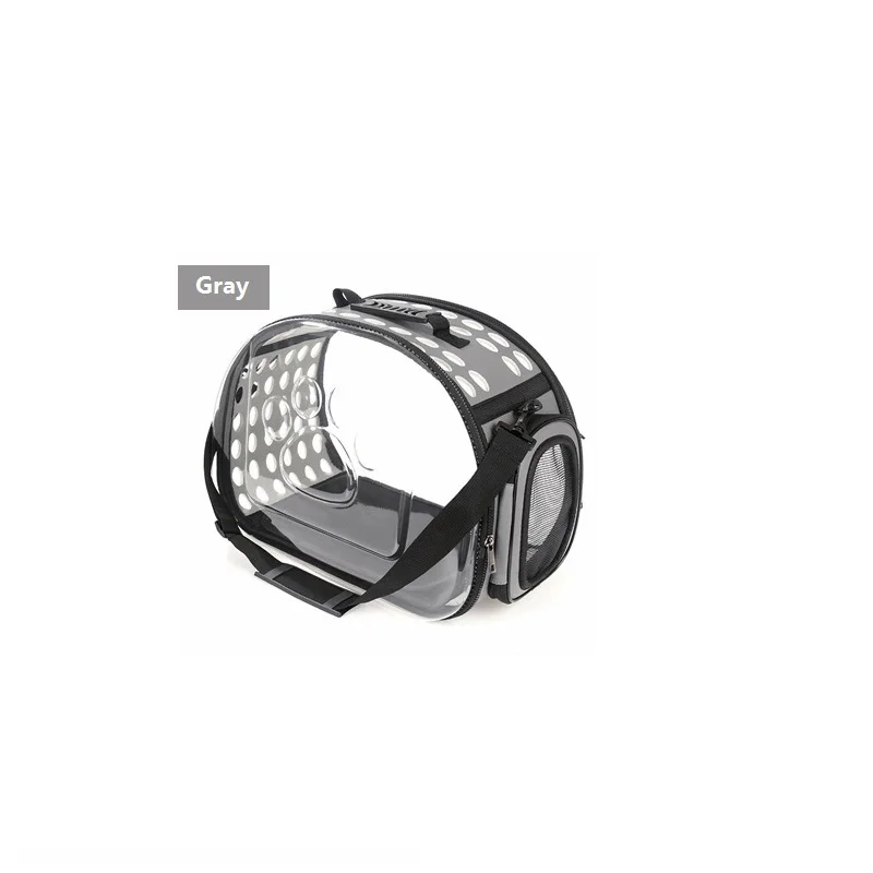 The cat Carring bag Cat Folding Cage Collapsible Crate Handbag Transparent Plastic Carrying Bags - Цвет: Серый
