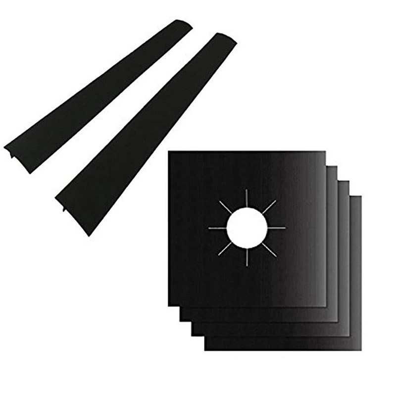 

4 Pack Gas Range Protectors And 2 Pack Silicone Stove Counter Gap Cover, Burner Protector Liner Cover, Gas Hob Range Protectors