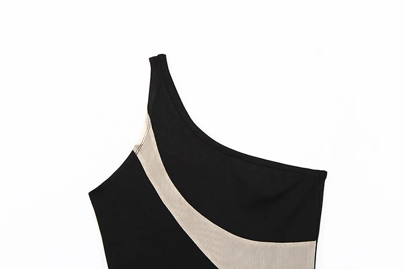 sexy Mesh patchwork beach leisure vacation bodysuits womens2019summer fashion party off shoulder Slim Soft bodysuit mujer