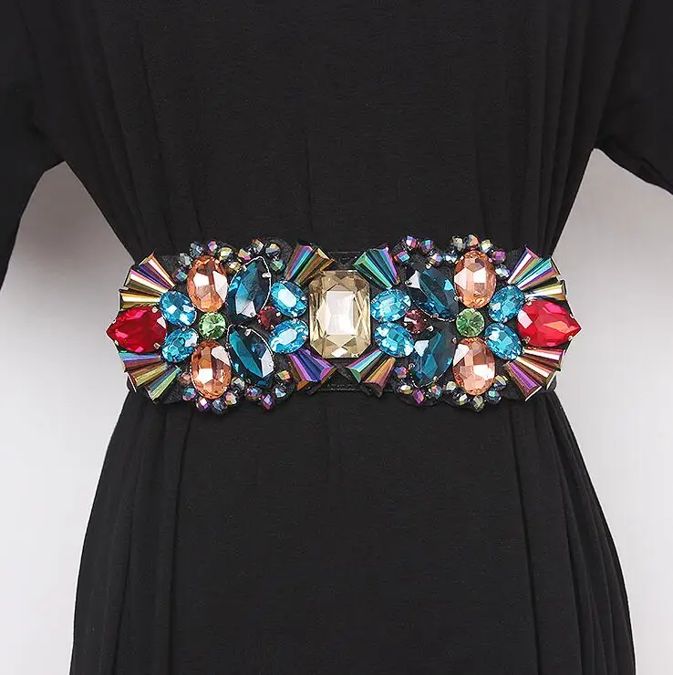 picture Женские Подиумные модные blingbling Стразы с бисером широкие пояса женское платье Корсеты Пояс Ремни украшения широкий пояс R2428 - Цвет: picture