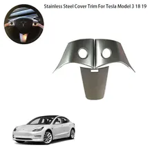 Sliver Stainless Steel Wheel Steering Panel Cover For Tesla Model 3 18 19