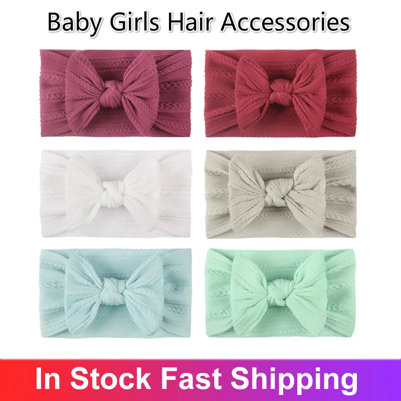 Diadema de gasa de nailon para bebé, turbante con lazo grande, cinta para recién nacido, cinta para el pelo de lazo, accesorios para el cabello para niño, chico