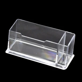 

1 Pcs Clear Plastic Business Card Holder Stand Display with Pen Stand 12cm x 5cm x 4cm