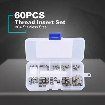 

60PCS/set Thread Insert Set 304 Stainless Steel Screw Thread Repair Insert Kit for Helicoil Repairing Tools Wire Screw Sleeve