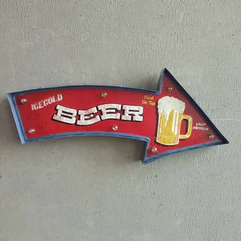 

American Style LED Light Board Wall Hanging Arrow Sign Wall Decoration For Bar Coffee Shop Background Wall Ornaments