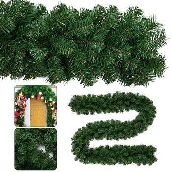 

1PC 2.7m Pine Christmas Garland Decorative Green Christmas Garland Artificial Xmas Tree Rattan Banner Decoration
