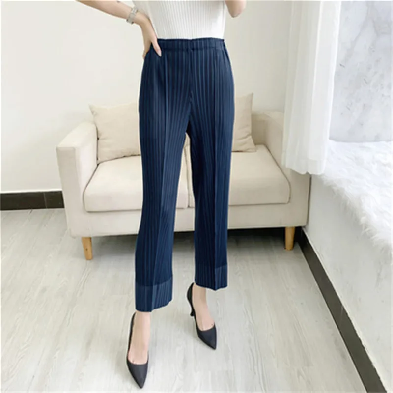 2021 new Miyake pleated pants elastic waist casual tapered cropped trousers high waist slimming pleated pants women high quality automotive tapered roller bearing st5186 st5186n st5186 n 51 86 23mm