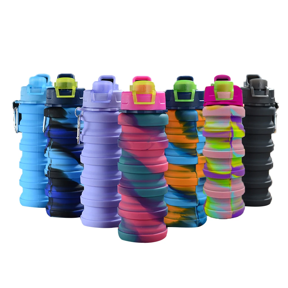 

Collapsible Water Bottle Foldable Cup Portable Leak-Proof Silicone Sports Travel Outdoor Bottle with Lid