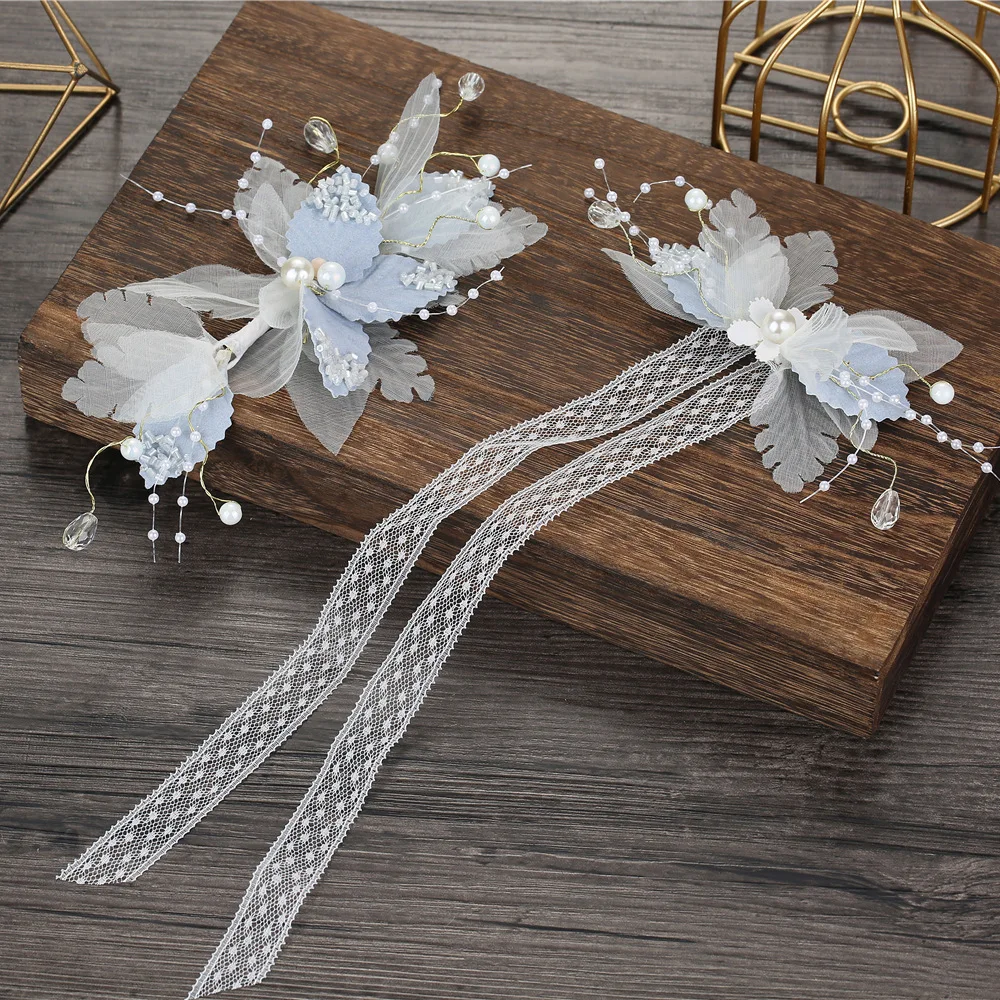 Beautiful Silk Yarn Flower dreamy Earrings Exterior Style headband Wedding hair accessories for bride