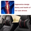 2Pcs PU Leather Knitted Car Pillows Headrest Neck Rest Cushion Support Seat Accessories Auto Black Safety Pillow Universal Decor ► Photo 3/6