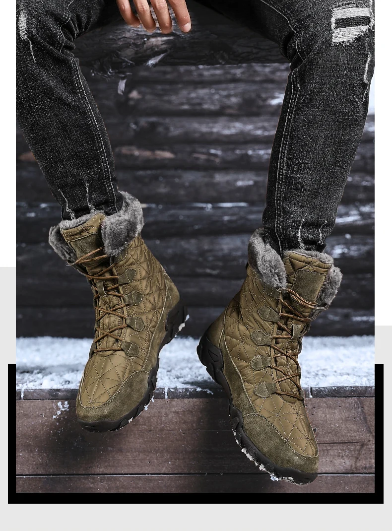 Мужские зимние ботинки мужская защитная обувь плюшевые теплые рабочие ботинки кожаная зимняя обувь с высоким берцем Мужская водонепроницаемая обувь, размеры 38-47