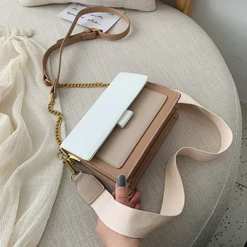 

Lammei Contrast color Leather Crossbody Bags For Women 2020 Travel Handbag Simple Shoulder Messenger Ladies Cross Body Bag