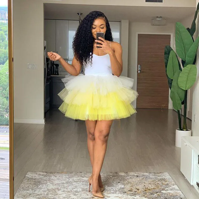 

Candy Color Mini Skirt Tulle Tiered Summer Style Woman Tutu Skirts Custom Made Ruffled Mixed Colors Cute Skirt for Girls