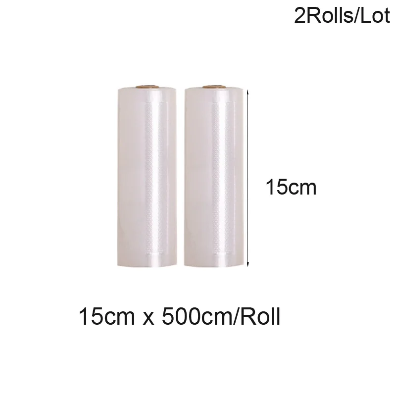 15cm x 500cm 2Rolls Вакуумные Упаковочные пакеты для кухонного упаковщика, вакуумные пакеты, запайки для пищевых продуктов, пластиковый Вакуумный пакет для хранения кухонных инструментов - Цвет: 15cm x 500cm 2Rolls