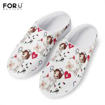 

FORUDESIGNS Cute 3D Cartoon Nurse Shoes Mesh Slipper Woman Womens Medical Shoes Outside Home Slippers Nursing Sandals for Women