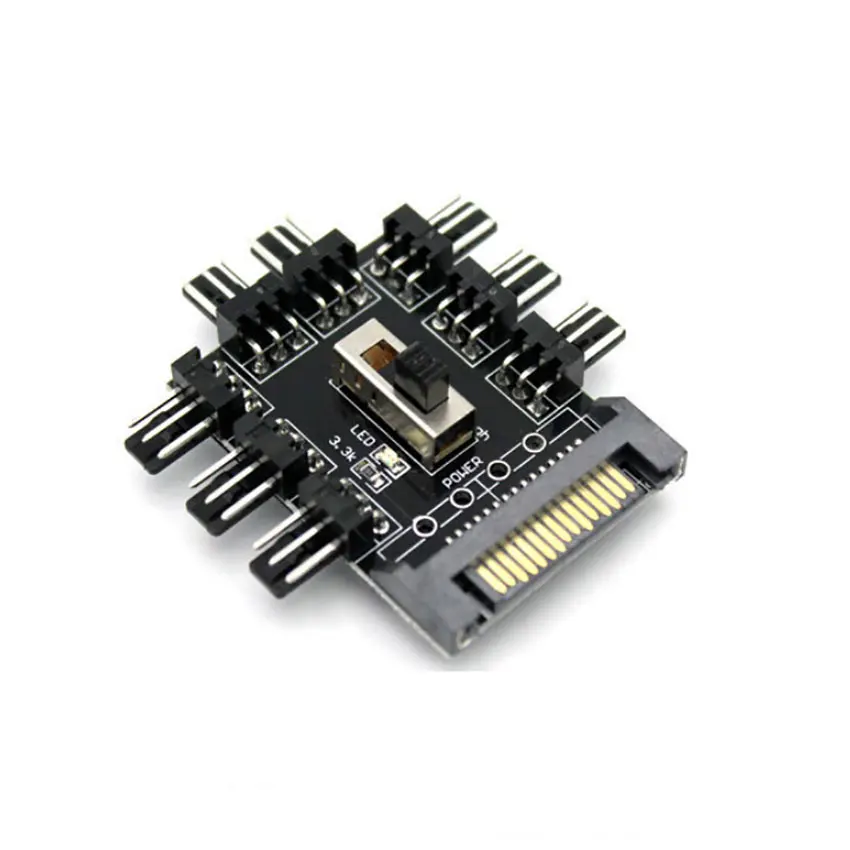 Fan Hub 1 to 8 3Pin Pwm Sata Molex Splitter PC Mining Cable 12V Power Suppply Cooler Cooling Speed Controller 4PIN/SATA Adapter