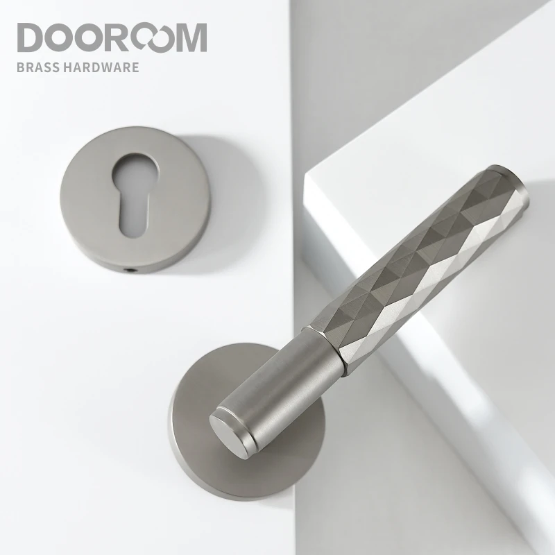 

Dooroom Brass Door Lock Set Brushed Nickel Hammered Interior Bedroom Bathroom Double Wood Door Lever Set Dummy Privacy Passage