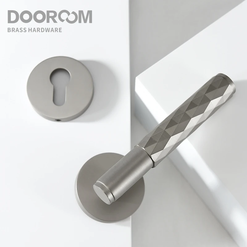 Dooroom Set Di Serrature Per Porte In Ottone Nichel Spazzolato Martellato Interni Camera Da Letto Bagno Doppia Porta In Legno Leva Set Passaggio Priva