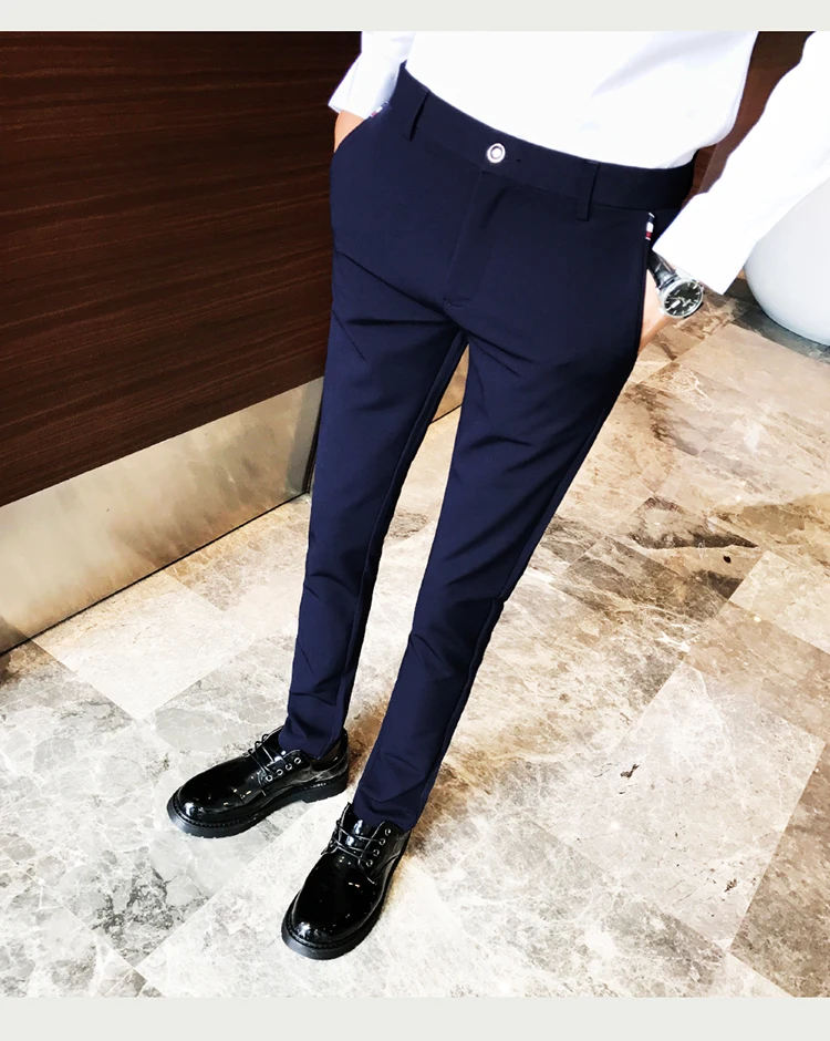 Men Spring Autumn Fashion Business Casual Trousers Men's Slim Suit Pants Boutique Solid Color Men's Casual Social Trousers