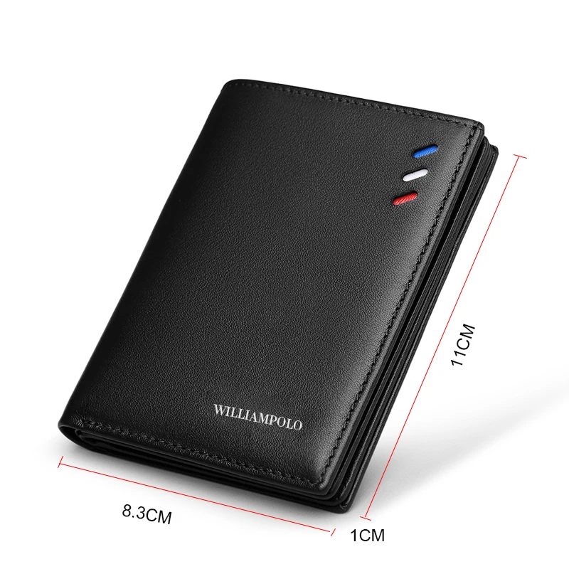 WILIAMPOLO Men Wallets short Luxury Leather Man Wallet mini Male Purse Leather Purse credit card Luxury package PL181368 3