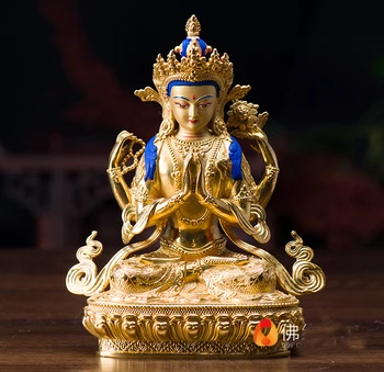 

SPECIAL OFFER --HOME TALISMAN BUDDHISM INDIA NEPAL HANDMADE GILDING GOLD-PLATED SHADAKSHARI AVALOKITESVARA BUDDHA 16CM