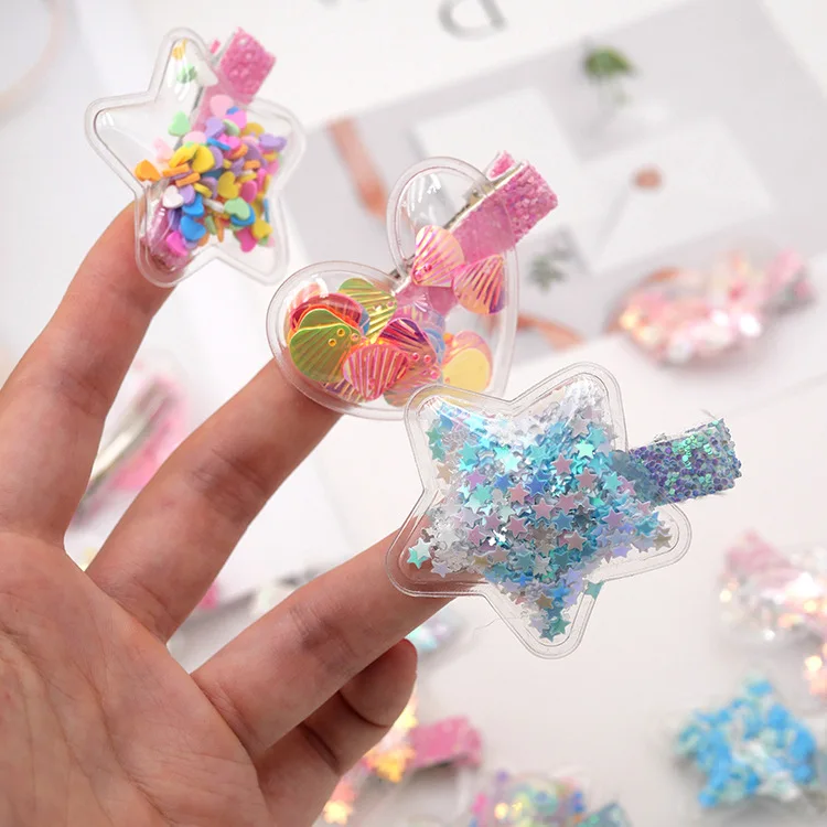 

2019 Sea Star Kid Hairclip Hair accessory Love star sequins flow sofa clip for Child Girl Kid Jewelry