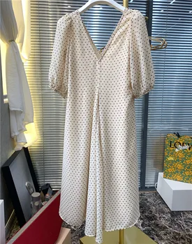 

Women V-neck Maxi Dress Dot Long Dress Sexy Party Dresses