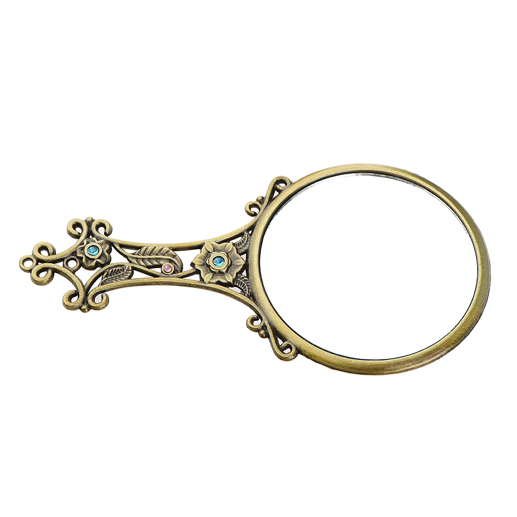 Vintage Makeup Mirror Portable Handheld Vanity Table Compact Mirrors for Salon Home Travel Hotel Use ( Ellipse Shaped )