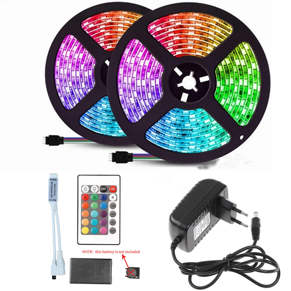 

waterproof RGB 5050 led Strip light 12v tape Flexible Ribbon WIFI IR controller Adapter RGB Diode tape 5M 10M 15M
