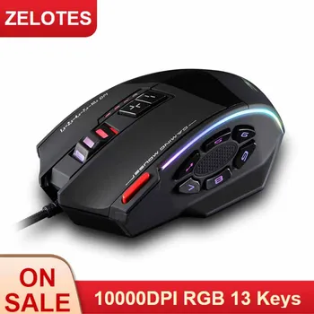 

Zelotes C-13 Wired Gaming Mouse 13 Programming Keys Adjustable 10000DPI RGB Light Belt Built-in Counterweight Mechanism
