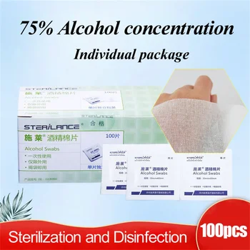 

100 pcs 75% Alcohol Disinfection Swabs Antiseptic Prep Pad Wipes Sterilization Household Emergency Skin Cleansing