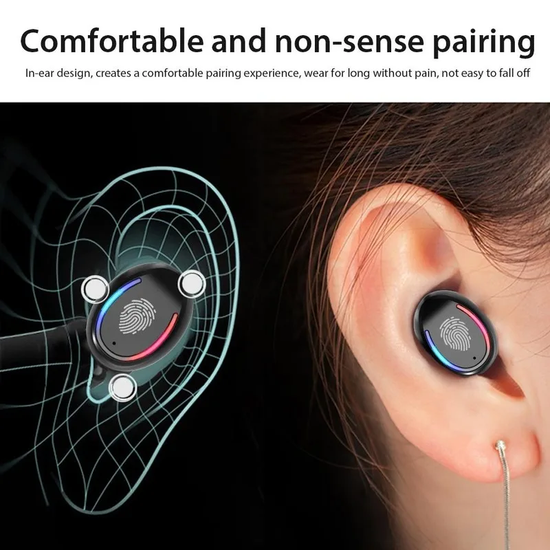 Wireless Earphones Bluetooth TWS 5 0HIFI Mini Sports Waterproof Earplugs with Private LED Portable Charging Box Power Display