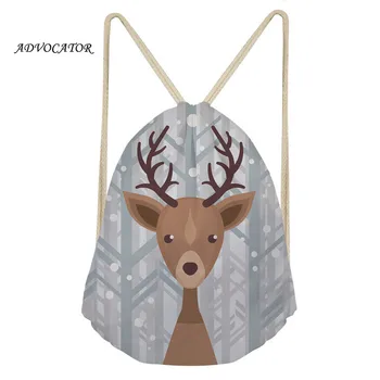 

Cartoon Animals 3D Pattern Printing Drawstring Top Women Draw String Backpack Storage Package Worek Plecak Sznurek