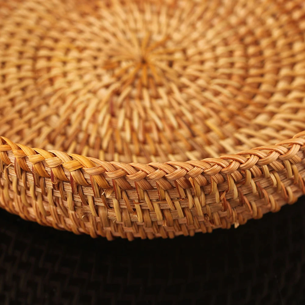 Universal Handmade Fruit Candy Home Solid Organizer Rattan Woven Party Storage Basket Kitchen Food Container Display Round