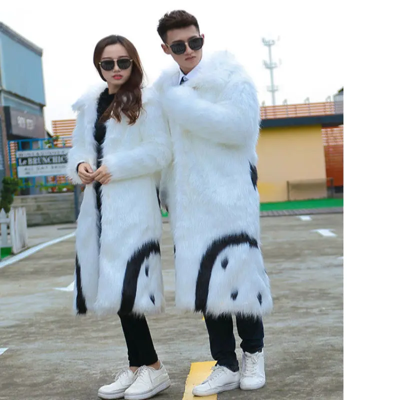 Men's Long Coat New Autumn and Winter Imitation Fox Fur Jackets Youth Large Size Windbreaker Men's Parkas Men Clothing