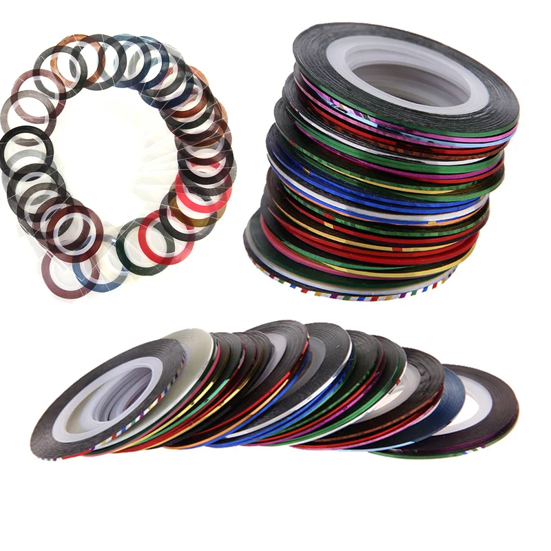 

30Rolls 3D Nail Sticker Stripe Lines Decals Foil Tips Tape Line For DIY Nail Art Tips Decorations Nail Foil Decals Set